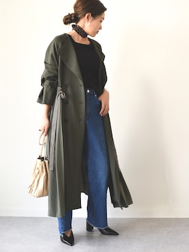 「アイテム（トレンチコート）」を使った、tsurumayu☆さん（レディース・153cm）の秋コーディネート