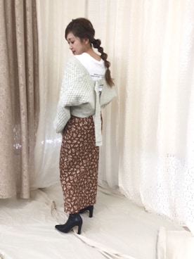 「ISOOK（アイスー）のアイテム（スカート）」を使った、tsurumayu☆さん（レディース・153cm）の秋コーディネート