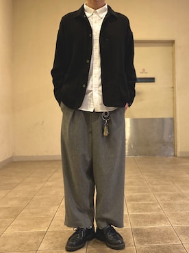「パラブーツ」｜「アイテム（財布/小物）」を使った、田邊敬一朗さん（メンズ・177cm）の冬コーディネート