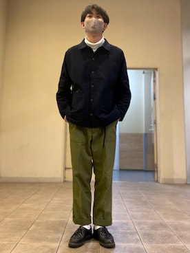 「Vincent et Mireille（バンソンエミレイユ）のアイテム（ブルゾン）」を使った、田邊敬一朗さん（メンズ・177cm）の秋コーディネート