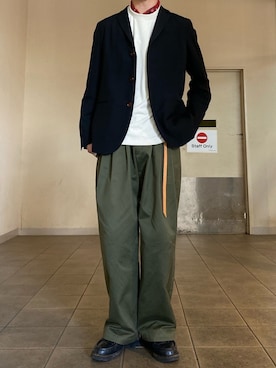 「unfil（アンフィル）のアイテム（ジャケット/アウター）」を使った、田邊敬一朗さん（メンズ・177cm）の冬コーディネート