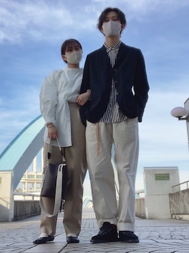 「unfil（アンフィル）のアイテム（ジャケット/アウター）」を使った、田邊敬一朗さん（メンズ・177cm）の冬コーディネート