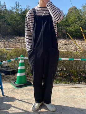 「Johnbull（ジョンブル）のアイテム（サロペット/オーバーオール）」を使った、田邊敬一朗さん（メンズ・177cm）の春コーディネート