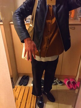 「wearhalloween2017」｜「アイテム（ライダースジャケット）」を使った、つきおさん（メンズ・172cm）の秋コーディネート