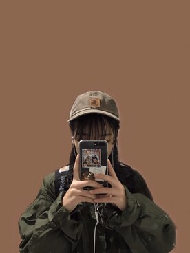 「Carhartt（カーハート）のカーハート ストラップバックキャップ ODESSA  CHARHARTT（キャップ）」を使った、かーやんさん（レディース・167cm）の冬コーディネート