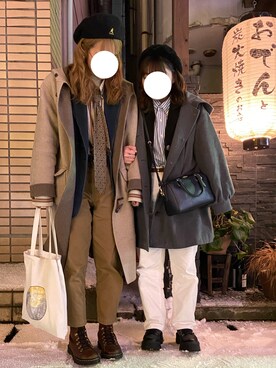 「古着女子」｜「アイテム（ダッフルコート）」を使った、かーやんさん（レディース・167cm）の冬コーディネート