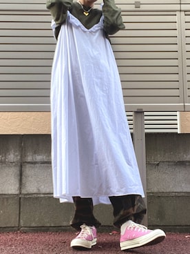 「チャックテイラー」｜「アイテム（ワンピース/ドレス）」を使った、かーやんさん（レディース・167cm）の春コーディネート