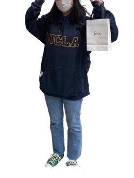 「H&M（エイチ・アンド・エム）のアイテム（パーカー）」を使った、yucopipiさん（レディース・161cm）の冬コーディネート