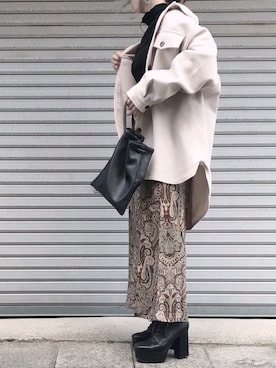 「タートルネック」｜「アイテム（カバーオール）」を使った、ayanaさん（レディース・153cm）の秋コーディネート