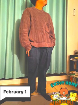 「coca（coca）（コカ）のアイテム（パンツ）」を使った、alloveragainさん（メンズ・157cm）の冬コーディネート