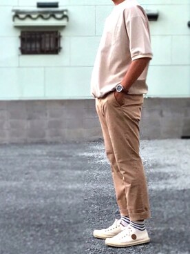 「AIGLE（エーグル）のアイテム（スニーカー）」を使った、くろむ:crさん（メンズ・180cm）の夏コーディネート