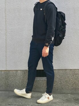 「AIGLE（エーグル）のアイテム（スニーカー）」を使った、くろむ:crさん（メンズ・180cm）の秋コーディネート