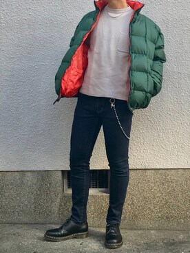 「GU（ジーユー）の（GU）スキニーフィットジーンズ（MEN ⁄ ジーンズ）」を使った、くろむ:crさん（メンズ・180cm）の秋コーディネート