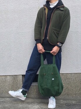「AIGLE（エーグル）のアイテム（ジャケット/アウター）」を使った、くろむ:crさん（メンズ・180cm）の冬コーディネート