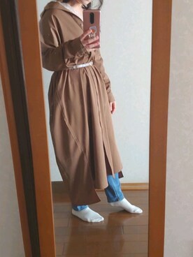 「RAY CASSIN（レイカズン）のアイテム（シャツワンピース）」を使った、annzuさん（レディース・145cm）の春コーディネート