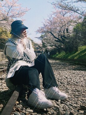 「アイテム（帽子）」を使った、やドんさん（レディース・158cm・10代）の春コーディネート