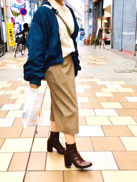 「OLIVE des OLIVE（オリーブデオリーブ）のアイテム（MA-1）」を使った、ひとさん（レディース・153cm）の冬コーディネート