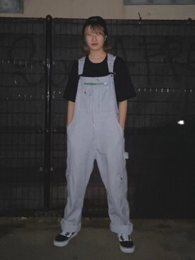 「スケボー」｜「アイテム（ニットキャップ/ビーニー）」を使った、立花清華さん（レディース・168cm）の春コーディネート