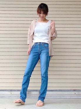 「Right-on（ライトオン）のアイテム（サンダル）」を使った、tomoさん（レディース・160cm）の夏コーディネート