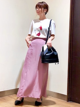 「RAG MACHINE（ラグマシーン）のアイテム（バッグ）」を使った、tomoさん（レディース・160cm）の夏コーディネート