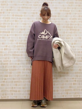 「CAMP7」｜「アイテム（スカート）」を使った、tomoさん（レディース・160cm）の秋コーディネート