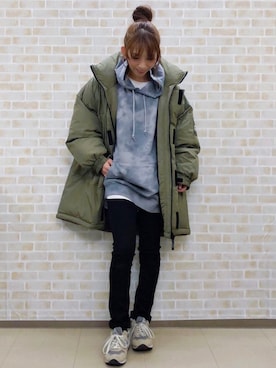 「CAMP7（キャンプセブン）のアイテム（その他アウター）」を使った、tomoさん（レディース・160cm）の冬コーディネート