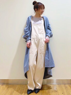 「RAG MACHINE（ラグマシーン）のアイテム（サロペット/オーバーオール）」を使った、tomoさん（レディース・160cm）の春コーディネート