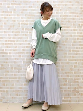 「ナチュラル」｜「アイテム（アンサンブル）」を使った、tomoさん（レディース・160cm）の春コーディネート