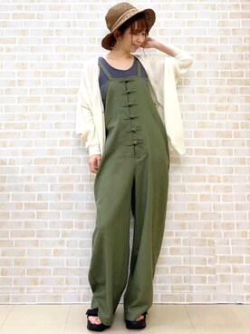 「RAG MACHINE（ラグマシーン）のアイテム（サロペット/オーバーオール）」を使った、tomoさん（レディース・160cm）の春コーディネート