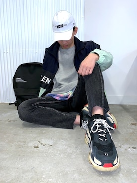 「アイテム（バックパック/リュック）」を使った、kaiyaさん（メンズ・173cm）の春コーディネート