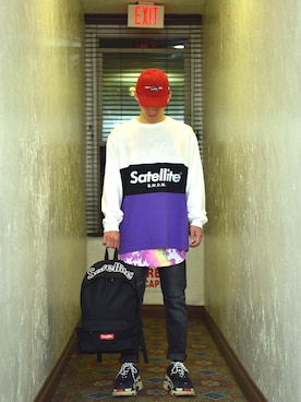 「アイテム（バックパック/リュック）」を使った、kaiyaさん（メンズ・173cm）の春コーディネート