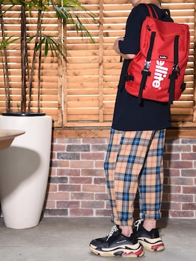 「アイテム（バックパック/リュック）」を使った、kaiyaさん（メンズ・173cm）の夏コーディネート