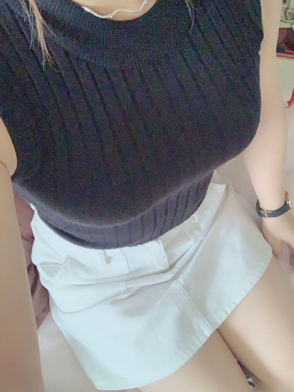 「大人カジュアル、低身長コーデ、ootd、休日スタイル、着回しコーデ、サンダル、ノースリーブ」｜「ems exciteのアイテム（トップス、ブラック系）」を使った、きんきんさん（レディース・145cm）の夏コーディネートの1枚目の写真