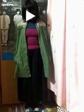 「リバーシブル」｜「アイテム（シャツワンピース）」を使った、さぼてんさん（レディース・155cm）の冬コーディネート