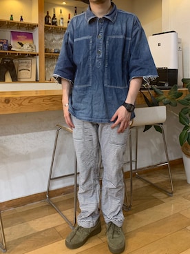 「Johnbull Private labo（ジョンブルプライベートラボ）のアイテム（その他トップス）」を使った、shuさん（メンズ・165cm）の春コーディネート