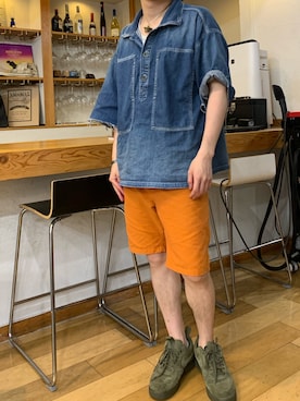 「Johnbull Private labo（ジョンブルプライベートラボ）のアイテム（その他トップス）」を使った、shuさん（メンズ・165cm）の夏コーディネート