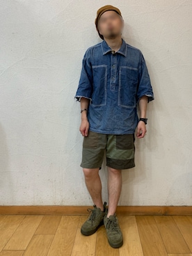 「Johnbull Private labo（ジョンブルプライベートラボ）のアイテム（その他トップス）」を使った、shuさん（メンズ・165cm）の夏コーディネート