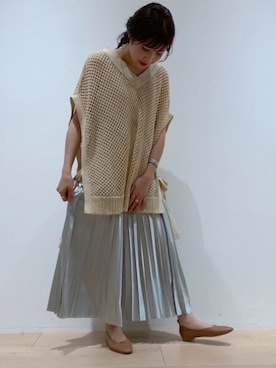 「PUBLIC TOKYO（パブリックトウキョウ）のアイテム（ベスト）」を使った、Natsumi Tanakaさん（レディース・158cm）の春コーディネート