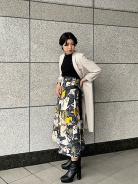 「アースカラー」｜「アイテム（チェスターコート）」を使った、Natsumi Tanakaさん（レディース・158cm）の春コーディネート