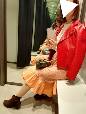 「Simplicite（サンプリシテ）のアイテム（ライダースジャケット）」を使った、ひみこさん（レディース・159cm）の春コーディネート
