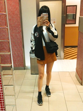 「VOLCOM（ボルコム）のアイテム（ブルゾン）」を使った、ひみこさん（レディース・159cm）の春コーディネート