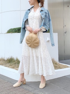 「dazzlin（ダズリン）のアイテム（デニムジャケット）」を使った、mikiさん（レディース・153cm）の冬コーディネート