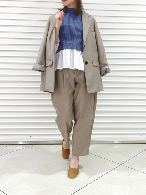 dazzlin クリーム色 毛皮 クロップドジャケット ダブルカラーケーブルドッキングトップス[品番：MKSW0054328