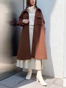 「アイテム（その他アウター、ブラウン系）」を使った、mikiさん（レディース・153cm）の秋コーディネート