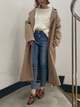 「dazzlin（ダズリン）のアイテム（チェスターコート）」を使った、mikiさん（レディース・153cm）の秋コーディネート