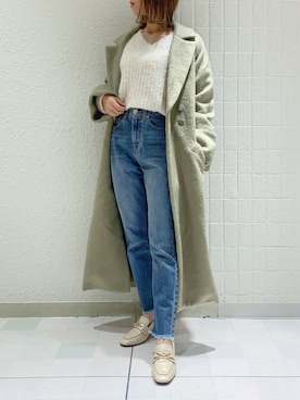 「dazzlin（ダズリン）のアイテム（チェスターコート）」を使った、mikiさん（レディース・153cm）の冬コーディネート