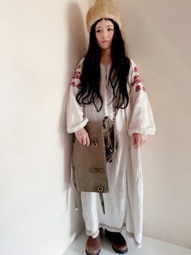「ミリタリーバッグ」｜ぺさん（レディース・153cm）の夏コーディネート