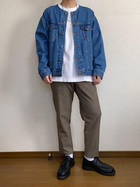 「Re:make（リメイク）のアイテム（デニムジャケット）」を使った、ひろさん（メンズ・166cm）の春コーディネート