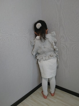 「アイテム（シャツワンピース）」を使った、いっちゃんさん（キッズ・80cm）の春コーディネート