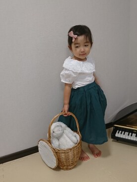 「アイテム（スカート）」を使った、いっちゃんさん（キッズ・80cm）の夏コーディネート